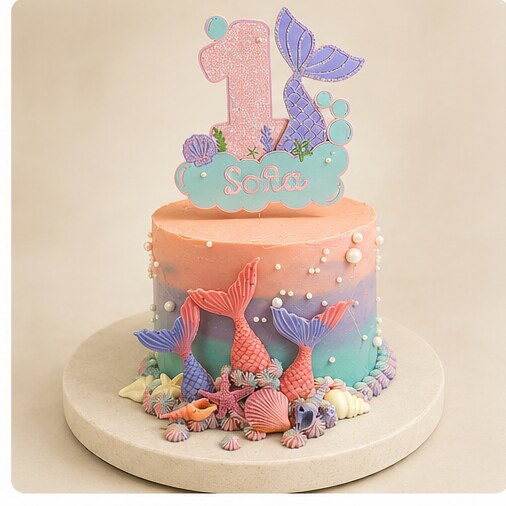 Mermaid First Birthday cake