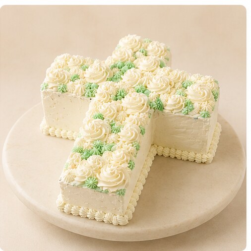Mint Rosette Cross cake