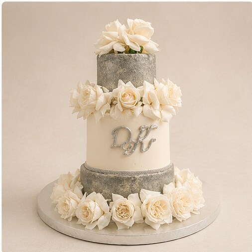 Silver Rose Wedding cake